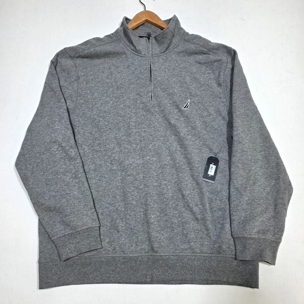 Nautica Quarter Zip Pullover Mens XXL Gray Long Sleeve J-Class Logo K83172 NEW